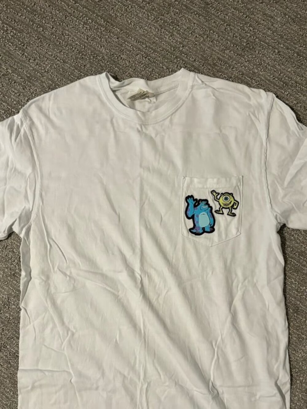 Monsters Inc Comfort Colors Tee w/ Patches | Vintage Wash Disney Graphic Shirt